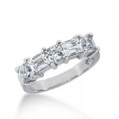 950 Platinum Diamond Anniversary Rings Wedding Ring 3 Round Brilliant, 2 Straight Baguette Diamonds 1.56ctw 331WR1447PLT