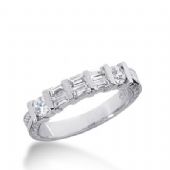 18k Gold Diamond Anniversary Wedding Ring 2 Round Brilliant, 6 Straight Baguette Diamonds 0.66ctw 335WR147318K