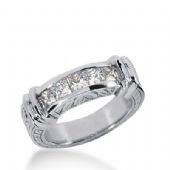 950 Platinum Diamond Anniversary Wedding Ring 5 Princess Cut Diamonds 0.85ctw 336WR1477PLT