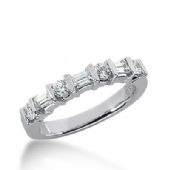 18k Gold Diamond Anniversary Wedding Ring 4 Round Brilliant, 3 Straight Baguette Diamonds 0.62ctw 342WR149218K