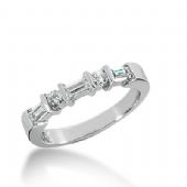 18k Gold Diamond Anniversary Wedding Ring 3 Round Brilliant, 4 Straight Baguette Diamonds 0.53ctw 343WR149418K