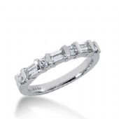18k Gold Diamond Anniversary Wedding Ring 4 Round Brilliant, 3 Straight Baguette Diamonds 0.60ctw 344WR149518K
