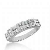 18k Gold Diamond Anniversary Wedding Ring 6 Round Brilliant, 8 Straight Baguette Diamonds 1.26ctw 345WR149618K