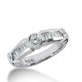 950 Platinum Diamond Anniversary Wedding Ring 3 Round Brilliant, 12 Straight Baguette Diamonds 0.99ctw 346WR1497PLT