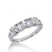18k Gold Diamond Anniversary Wedding Ring 3 Round Brilliant, 4 Straight Baguette Diamonds 1.08ctw 348WR150018K