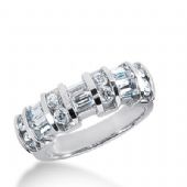 950 Platinum Diamond Anniversary Wedding Ring 8 Round Brilliant, 6 Straight Baguette Diamonds 1.16ctw 357WR1514PLT