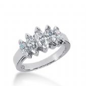18k Gold Diamond Anniversary Wedding Ring 5 Marquise Shaped Diamonds 1.74ctw 358WR151618K