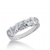 18k Gold Diamond Anniversary Wedding Ring 2 Princess Cut, 3 Round Brilliant Diamonds 1.35ctw 359WR151718K