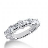 950 Platinum Diamond Anniversary Wedding Ring 5 Round Brilliant, 4 Straight Baguette Diamonds 1.48ctw 366WR1527PLT