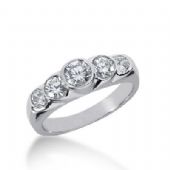 950 Platinum Diamond Anniversary Wedding Ring 5 Round Brilliant Diamonds 1.05ctw 373WR1552PLT