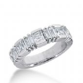18k Gold Diamond Anniversary Wedding Ring 5 Princess Cut, 8 Straight Baguette Diamonds 1.83ctw 380WR156918K