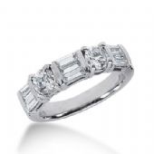 950 Platinum Diamond Anniversary Wedding Ring 2 Round Brilliant, 9 Straight Baguette Diamonds 1.42ctw 381WR1570PLT