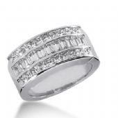 18k Gold Diamond Anniversary Wedding Ring 20 Princess Cut, 22 Straight Baguette Diamonds 2.52ctw 393WR164618K