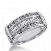 18k Gold Diamond Anniversary Wedding Ring 28 Round Brilliant, 12 Straight Baguette Diamonds 1.16ctw 395WR164818K