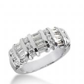 18k Gold Diamond Anniversary Wedding Ring 12 Round Brilliant, 9 Straight Baguette Diamonds 1.20ctw 396WR164918K