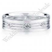 950 Platinum 6mm Diamond Wedding Bands Rings 0904