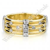 14K Gold 7.5mm Diamond Wedding Bands Rings 0914