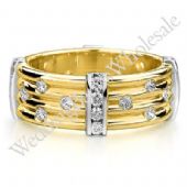 18K Gold 7.5mm Diamond Wedding Bands Rings 0914