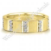 18K Gold 6mm Diamond Wedding Bands Rings 0917