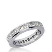 14k Gold Diamond Eternity Wedding Bands, Princess and Straight Baguette Diamonds Channel Set 2.00 ctw