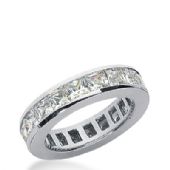 18k Gold Diamond Eternity Wedding Bands, Princess and Straight Baguette Diamonds, Channel Set 2.00 ctw