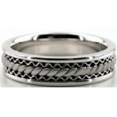 14k White Gold 6mm Handmade Wedding Band Wave And Braid Design 029