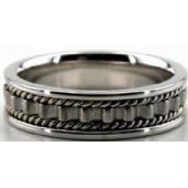 14k White Gold Gold 6mm Handmade Wedding Band Ridge Design 031