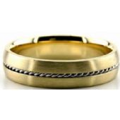 14k Gold Two Tone 5mm Handmade Wedding Band Rope Design 034