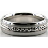 14k White Gold 6mm Handmade Wedding Band Braid Design 007