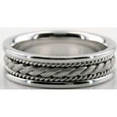 14k White Gold 6.5mm Handmade Wedding Band Rope Design 005