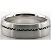 14k White Gold 6.5mm Handmade Wedding Band Wave Design 026