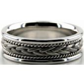 14k White Gold 7mm Handmade Wedding Band Braid Design 003