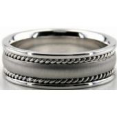 14k White Gold 7mm Handmade Wedding Band Rope Design 002