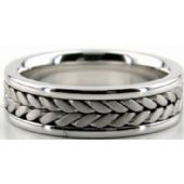 14k White Gold 6.5mm Handmade Wedding Band Braid Design 017