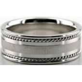 14k White Gold 8mm Handmade Wedding Band Braid Design 031