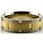 14k Gold Two Tone 8mm Handmade Wedding Band Link Design 014