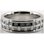 14k White Gold 6.5mm Handmade Wedding Band Cross Design 037