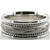 14k White Gold 8mm Handmade Wedding Band Braid Design 038