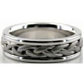 14k White Gold 6.5mm Handmade Wedding Band Braid Design 004