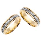 14k Gold 5.5mm Handmade Two Tone His and Hers Wedding Bands Set 167