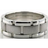 14k White Gold 8mm Handmade Wedding Band Link Design 011