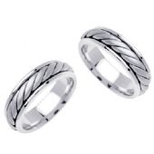 950 Platinum & 18k Gold 6.5mm Handmade Braid His & Hers Wedding Bands Set 177