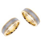 18k Gold 6mm Handmade Two Tone His & Hers Wedding Rings Set 187