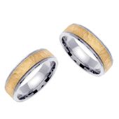 950 Platinum and 18k Gold 6mm Handmade Two Tone His and Hers Wedding Bands Set 188