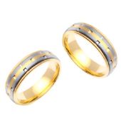 950 Platinum and 18k Gold 6.5mm Handmade Two Tone Diamond Cut His and Hers Wedding Bands Set 191