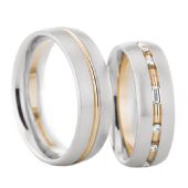 950 Platinum and 18k Gold 6.5mm His & Hers Two Tone 0.40ctw Diamond Wedding Band Set 197