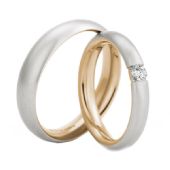 14k Gold His & Hers Two Tone 0.12ctw Diamond Wedding Band Set 198