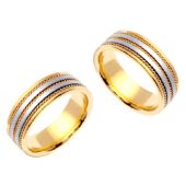 14k Gold 8mm Handmade His and Hers Two Tone Wedding Bands Set 226