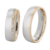 950 Platinum and 18k Gold His & Hers Two Tone 0.60ctw Diamond Wedding Band Set 206