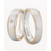 14k Gold His & Hers Two Tone 0.04ctw Diamond Wedding Band Set 213